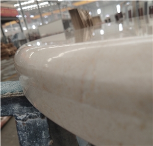 Crema Marfil Marble Round Side Tea Table Stone Top