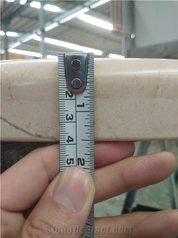 Crema Marfil Marble Round Side Tea Table Stone Top