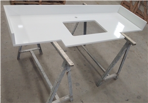 Custom White Quartz Stone Bathroom Vanity Tops