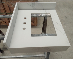 Custom White Quartz Stone for Bathroom Vanity Tops