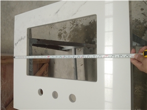 Custom White Quartz Stone for Bathroom Vanity Tops