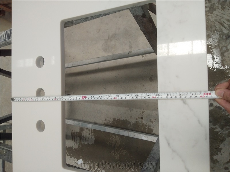 Custom White Quartz Stone for Bathroom Vanity Tops
