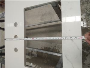 Custom White Quartz Stone for Bathroom Vanity Tops