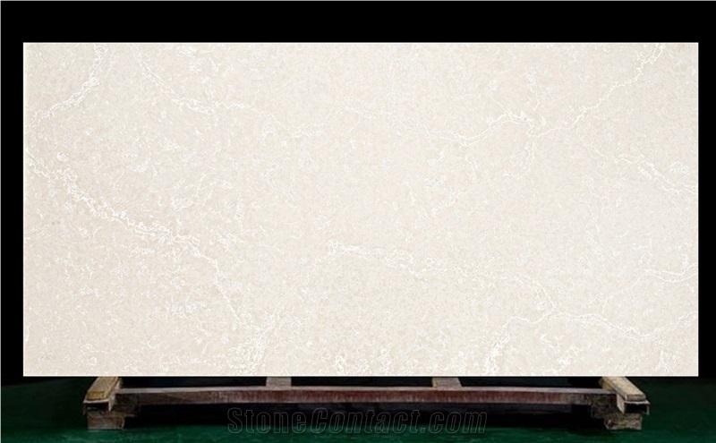 Engineered Beige Quartz Slabs for Countertop