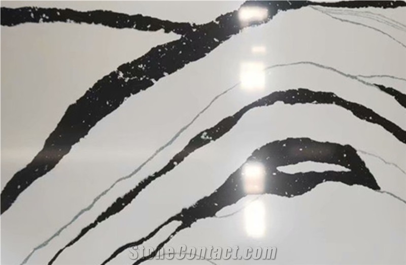 Engineered Panda White Quartz Slab Tile for Bath