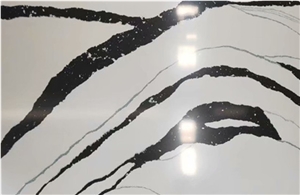Engineered Panda White Quartz Slab Tile for Bath