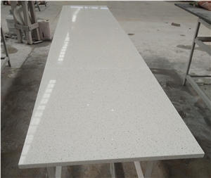Prefab Sparkling White Quartz Countertop Desk Top