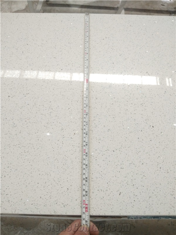 Prefab Sparkling White Quartz Countertop Desk Top