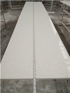 Prefab Sparkling White Quartz Countertop Desk Top