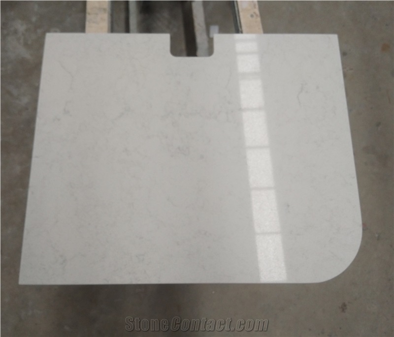 Simply Crafted White Quartz Stone Desk Tops Design