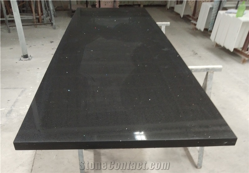 Sparkling Crystal Black Quartz Kitchen Countertops