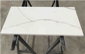 White Calacatta Quartz For Interior Desk Table Top
