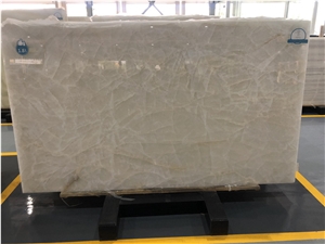 White Crystal Onyx Slabs Tiles Interior Wall Decor