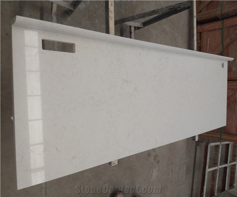 White Quartz Stone Desk Tops Mini Bar Combo Unit