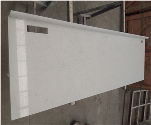 White Quartz Stone Desk Tops Mini Bar Combo Unit