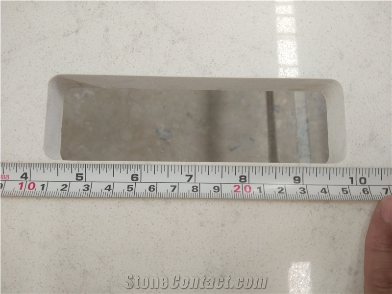 White Quartz Stone Desk Tops Mini Bar Combo Unit