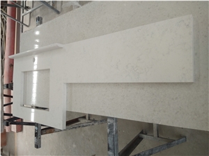 White Quartz Stone Prefab Bathroom Vanity Tops