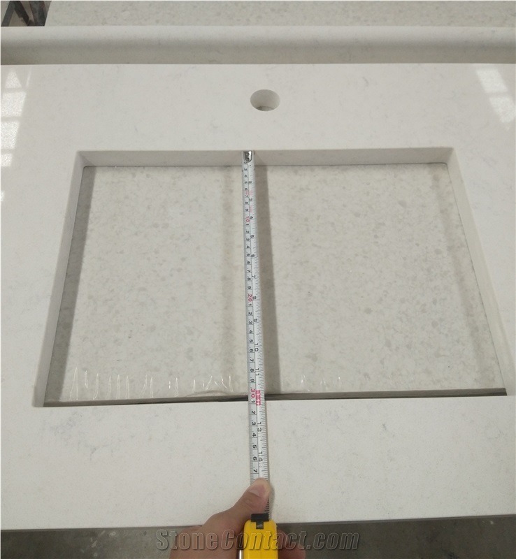 White Quartz Stone Prefab Bathroom Vanity Tops