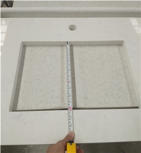 White Quartz Stone Prefab Bathroom Vanity Tops
