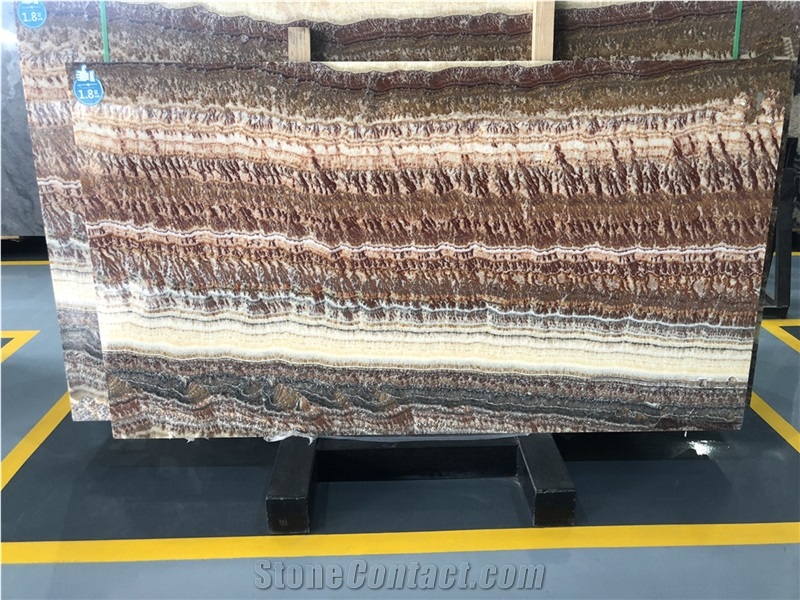 Wooden Vein Ruby Onyx Slab Tile for Wall and Floor