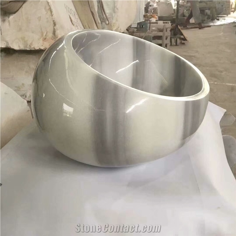 Cloudy White Marble Art Sink, Marble Washbasin
