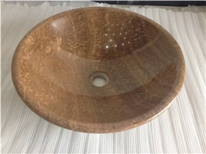 Wooden Yellow Marble Sink, Marble Washbasin