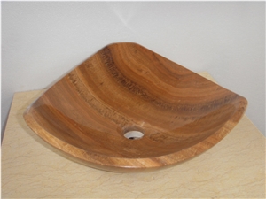 Wooden Yellow Marble Washbasin, Marble Sink