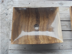 Wooden Yellow Marble Washbasin, Marble Sinks