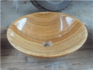 Wooden Yellow Marble Washbasin, Stone Sinks