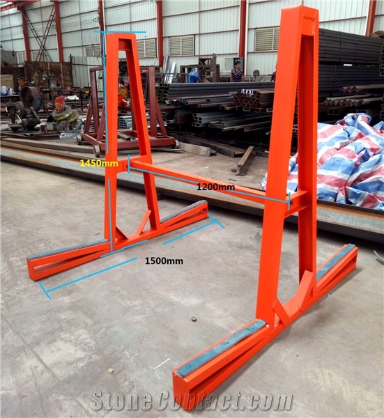 A Frame Stone Slab Storage Display Rack with Wheel