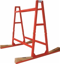 A Frame Stone Slab Storage Display Rack with Wheel