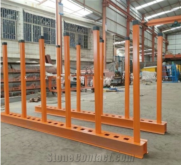 A Frame Stone Slab Storage Display Rack with Wheel