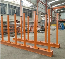 A Frame Stone Slab Storage Display Rack with Wheel