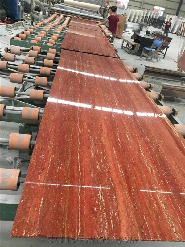 Arizona Rojo Red Travertine Polished Slabs &Blocks