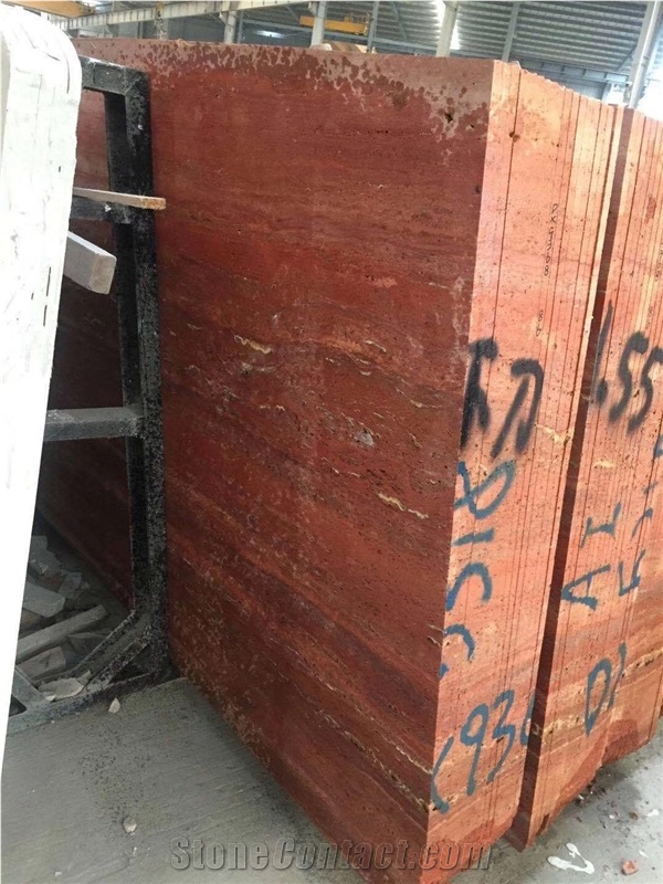 Arizona Rojo Red Travertine Polished Slabs &Blocks