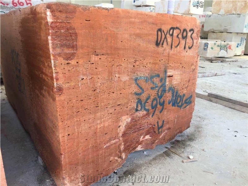 Arizona Rojo Red Travertine Polished Slabs &Blocks