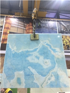 Azur Blue Onyx Polished Slab for Countertop