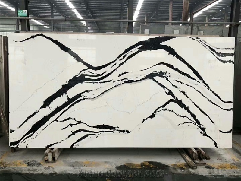 Black Artificial Quartz Slabs For Countertops Vanities