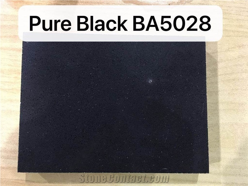 Black Artificial Quartz Slabs For Countertops Vanities