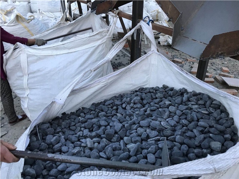 Black Polished Natural Pebble ,Garden Stone