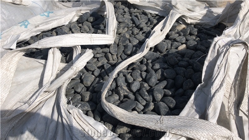 Black Polished Natural Pebble ,Garden Stone