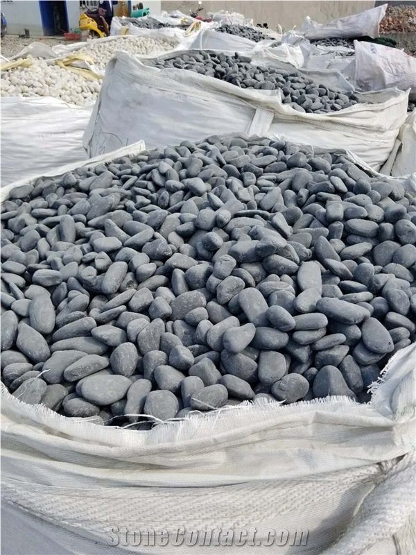 Black Polished Natural Pebble ,Garden Stone