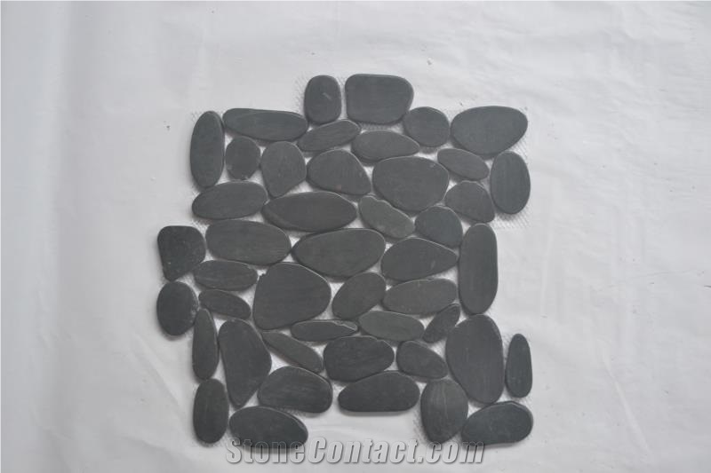 Black Polished Pebble Stones Walkway