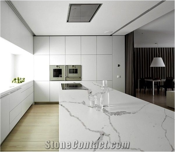 Calacatta White Quartz Slabs,Statuario Cararra