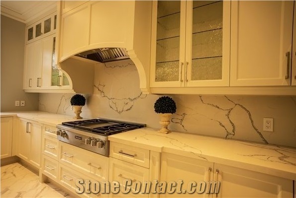 Hot Sale Calacatta White Quartz Slabs