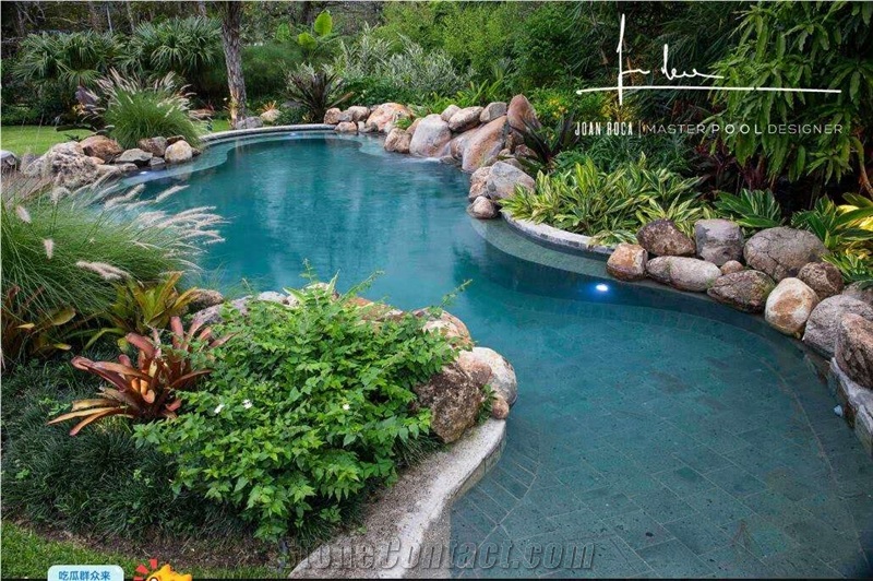 China Green Sukabumi Cutting Matte Pool Stone