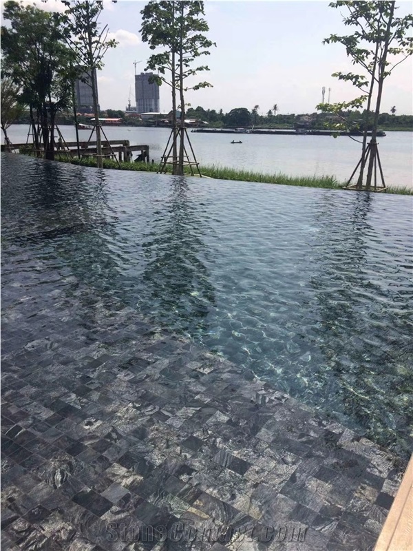 China Green Sukabumi Cutting Matte Pool Stone