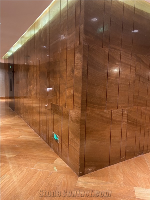 Chinese Wood Vein Yellow Marble Polished Wall Tile