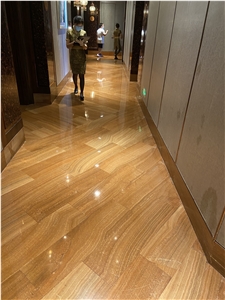 Chinese Wood Vein Yellow Marble Polished Wall Tile