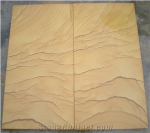 Chinese Yellow Landscape Pattern Sandstone Slab